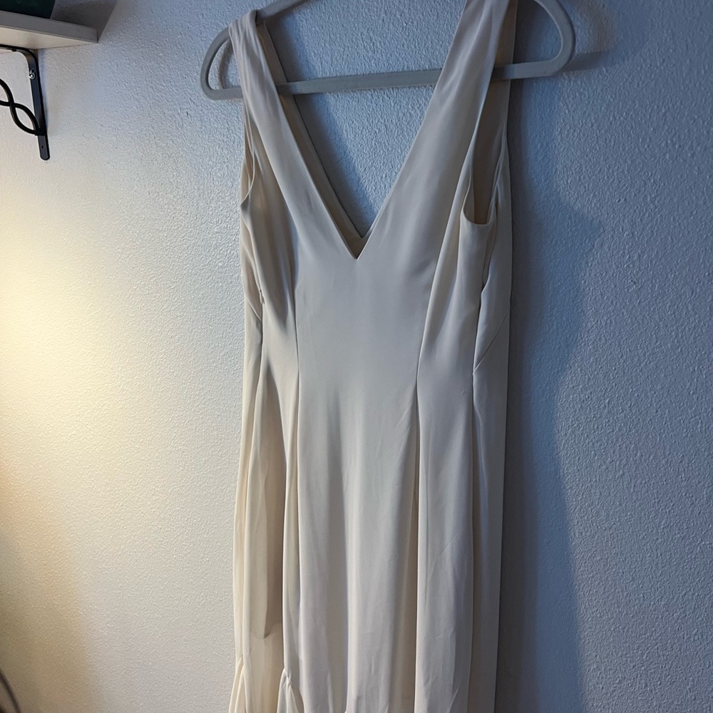 Abercrombie Plunge Godet Maxi Dress | Size Small | Altered | Warm Beige - Picture 8 of 9